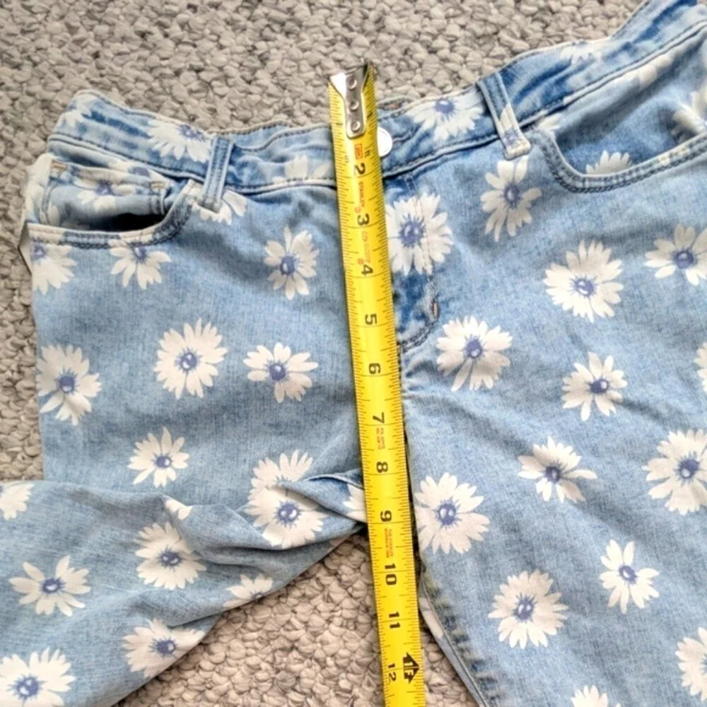 GAP Kids (Size 8) Super Skinny Floral Ankle Jeans Adjustable Waist Frayed Edges